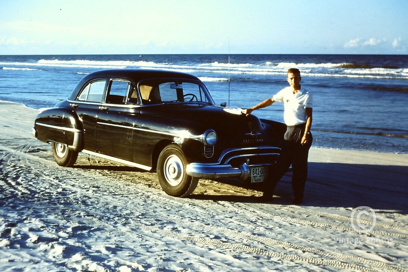 1950s Classic Car on Beach