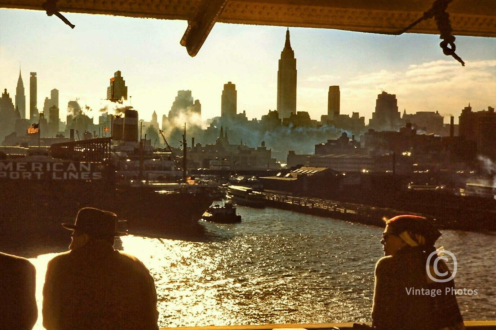 1950s NYC View from Cruiseliner Deck