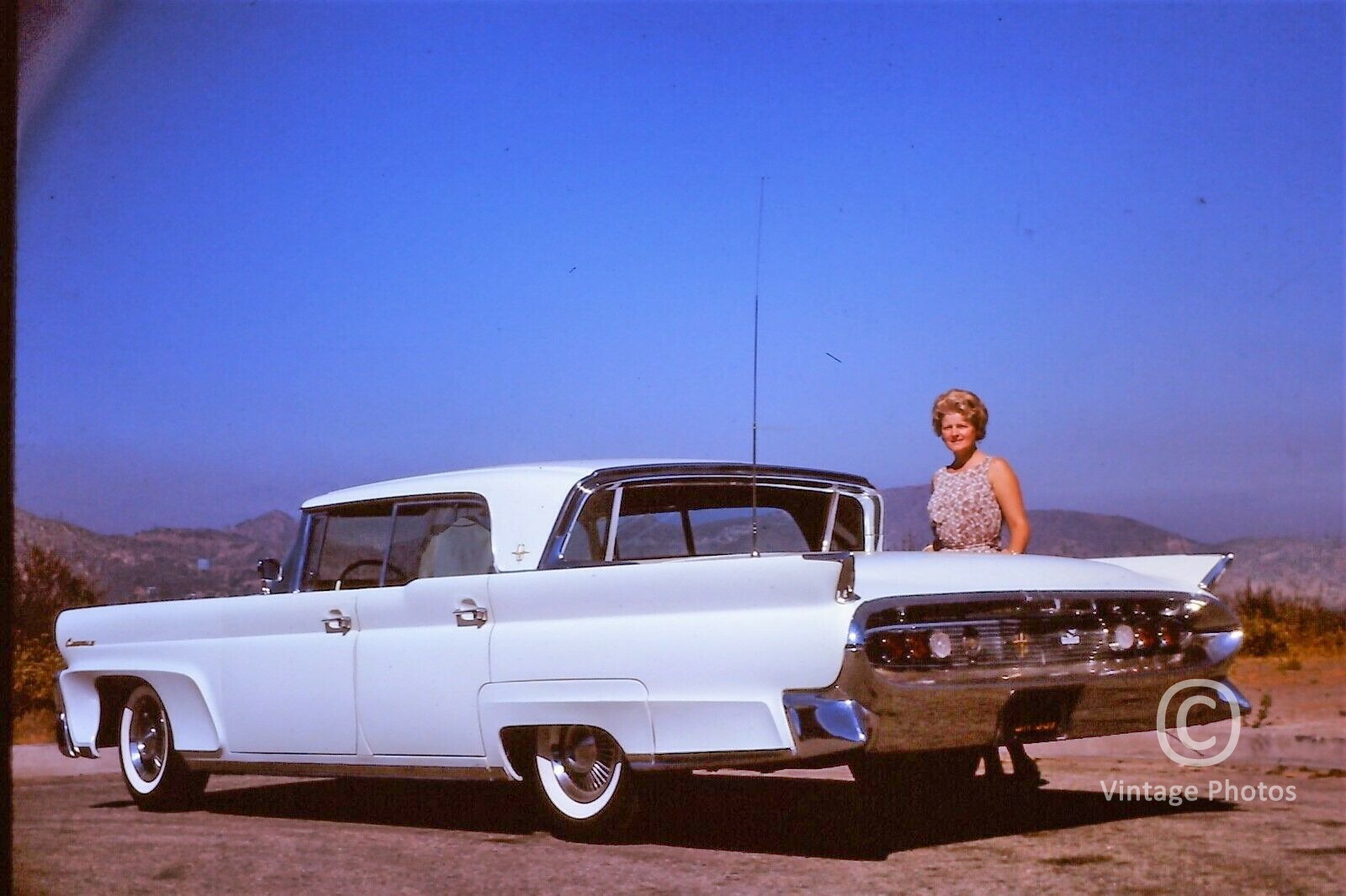 1963 Classic White American Car & Lady