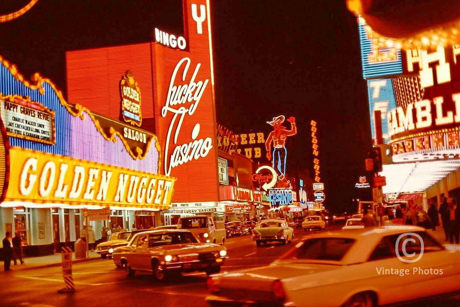 1965 Las Vegas Street Scene at Night