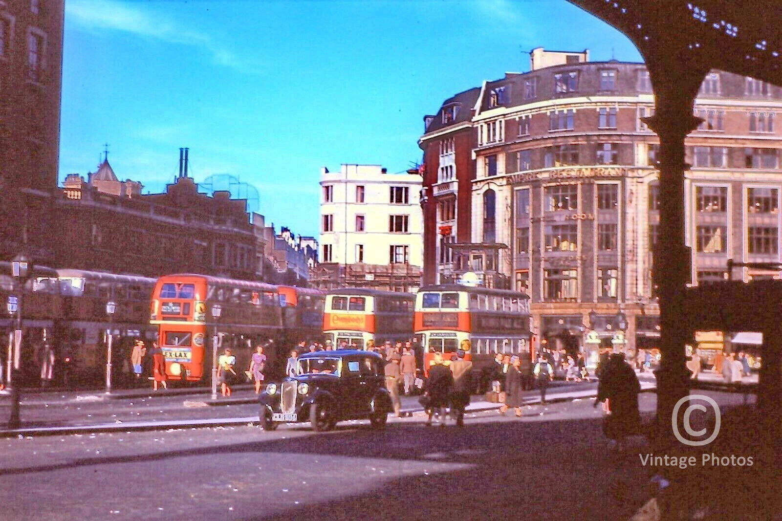 1940s Busy London Bus Train Terminal