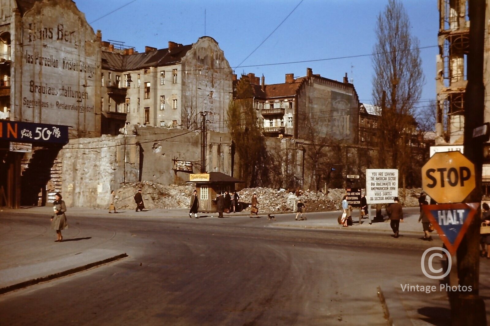 1948 Berlin Bombing Ruins Street - Leaving American Sector