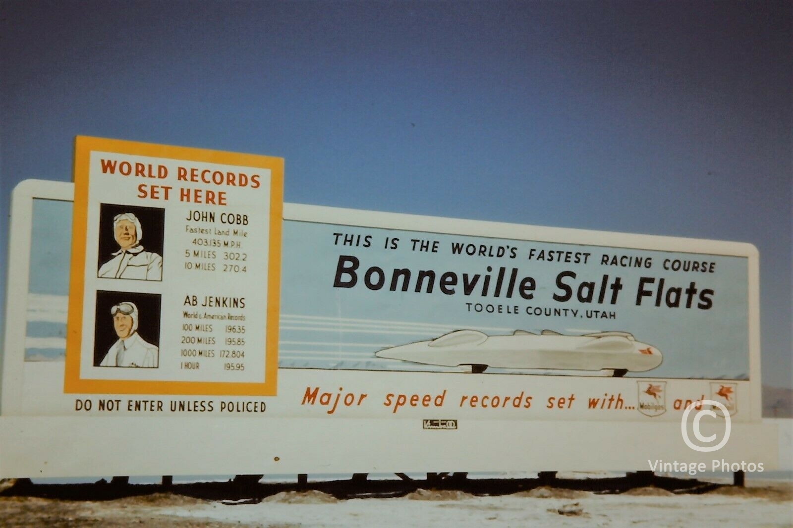 1950s Bonneville Salt Flats Billboard World Record Race Track Utah