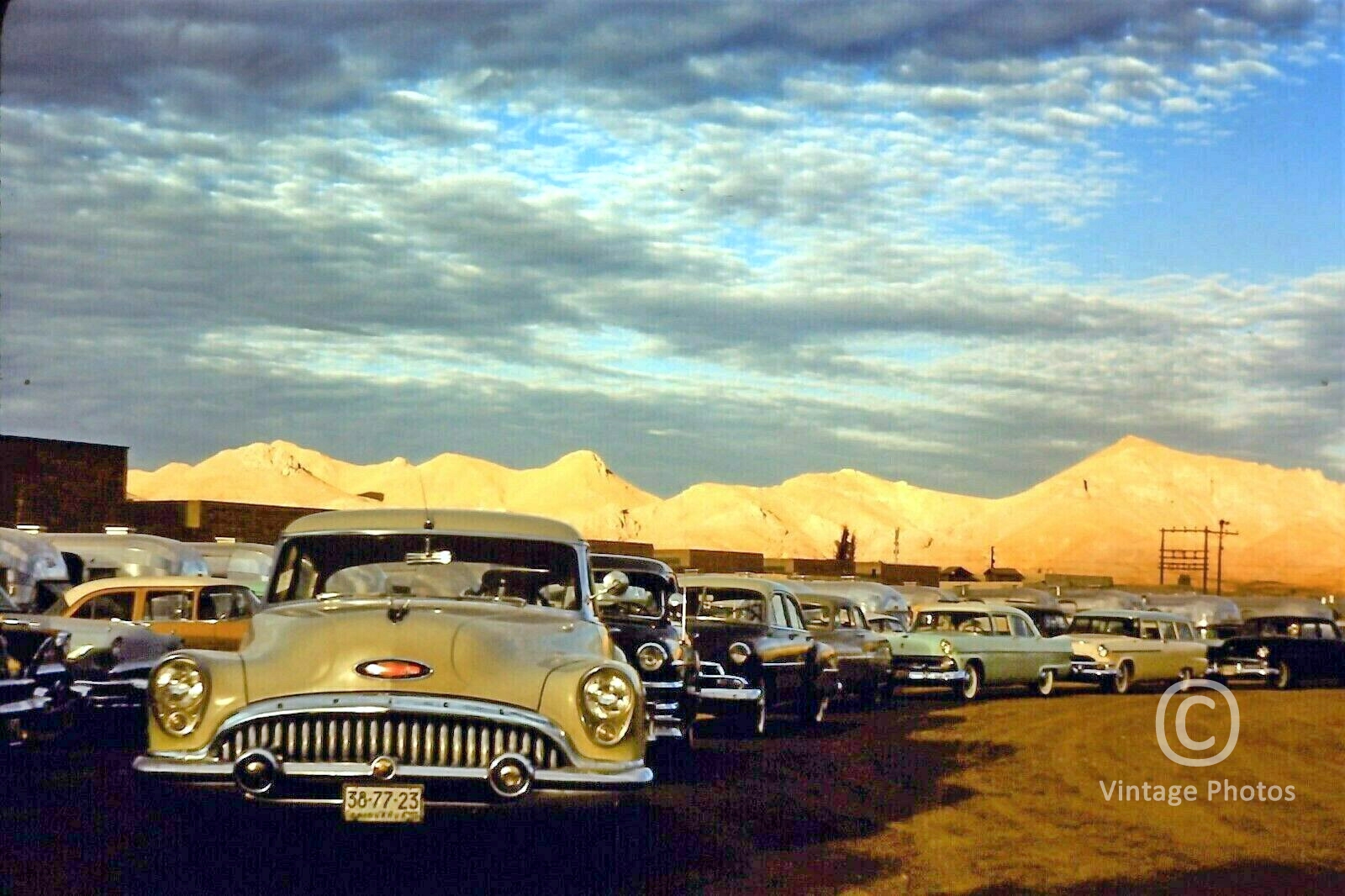 1950s American Classic Cars lined up including Buick