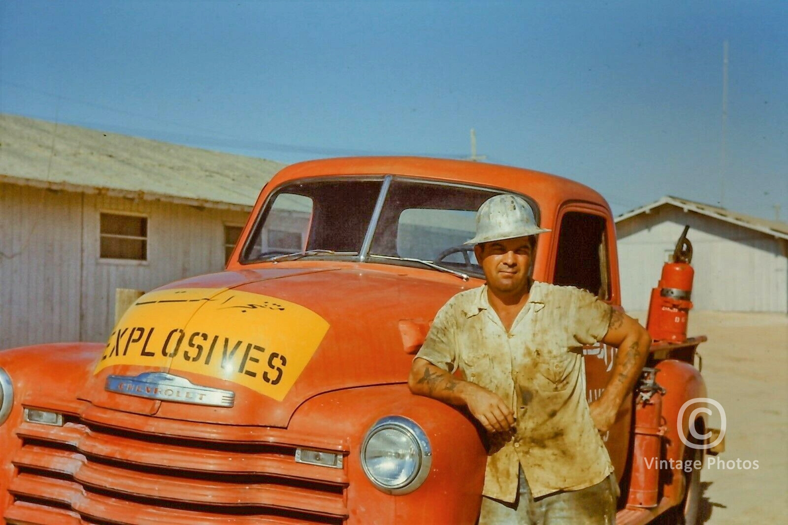 1950s Aramco Oil Company - Chevrolet Explosives Truck and Worker