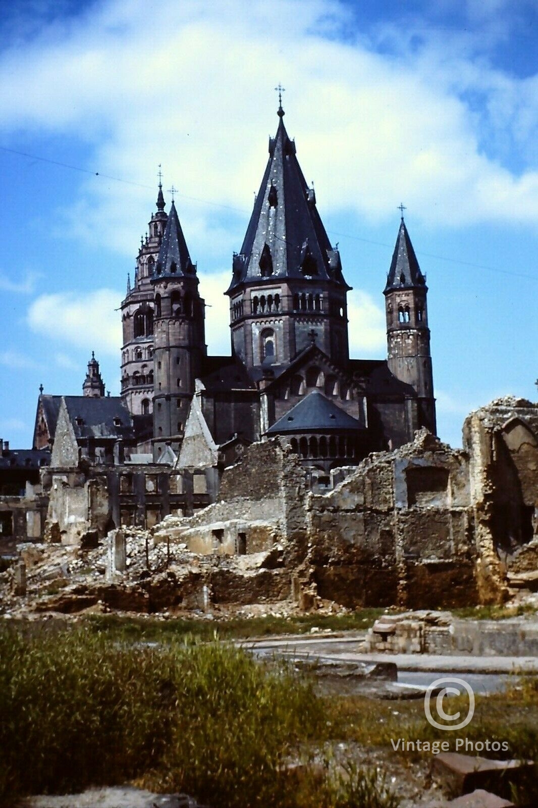 1950s Bombing Ruins Maintz Cathedral Germany