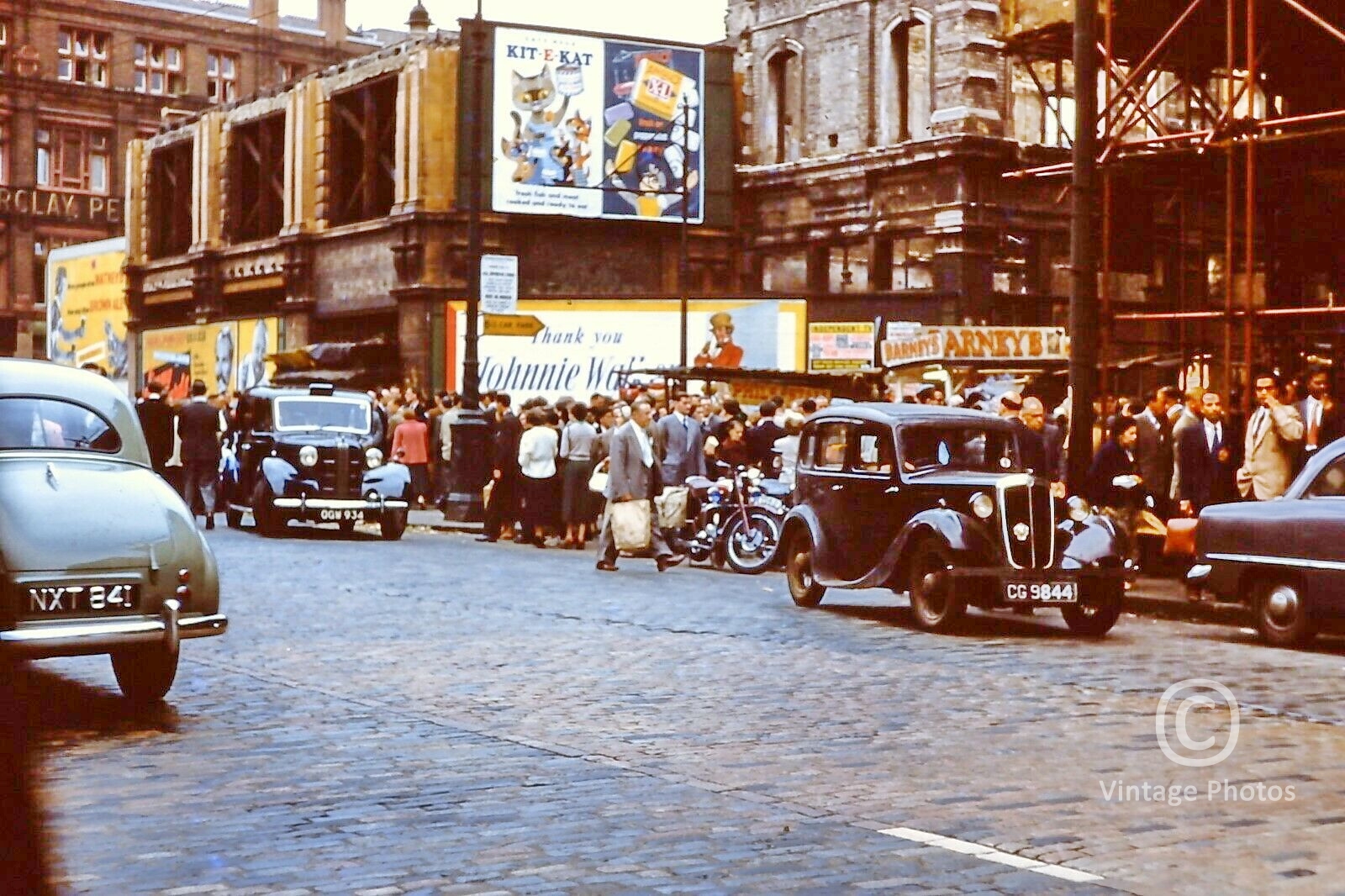 1950s Busy English Street Scene - Cars - People