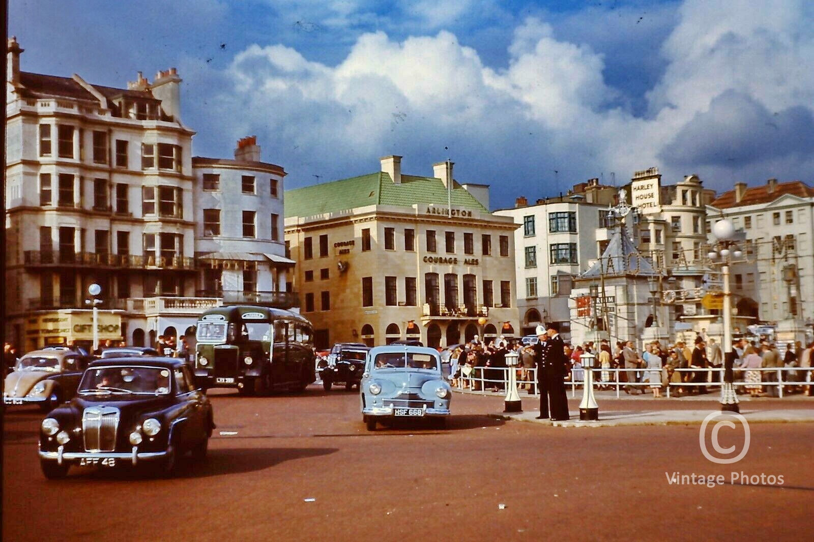 1957 Brighton Busy Street Scene UK