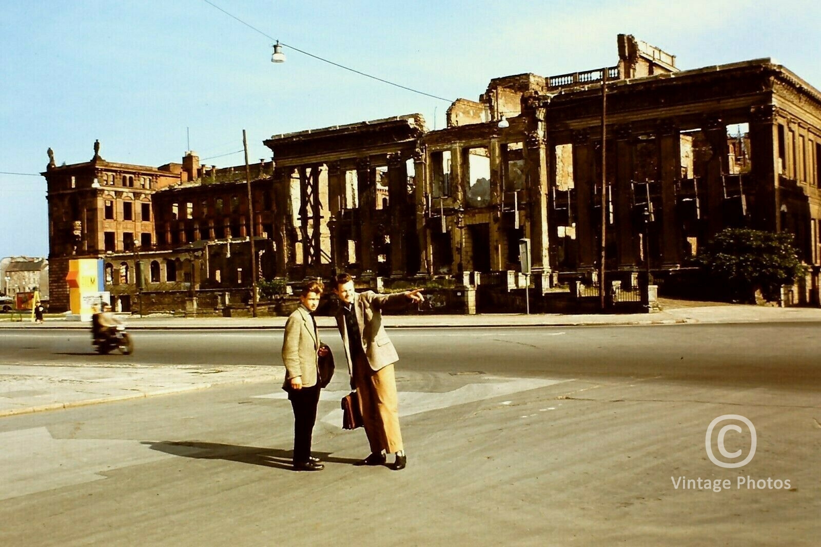 1958 German Street Scene with Bombing Ruins