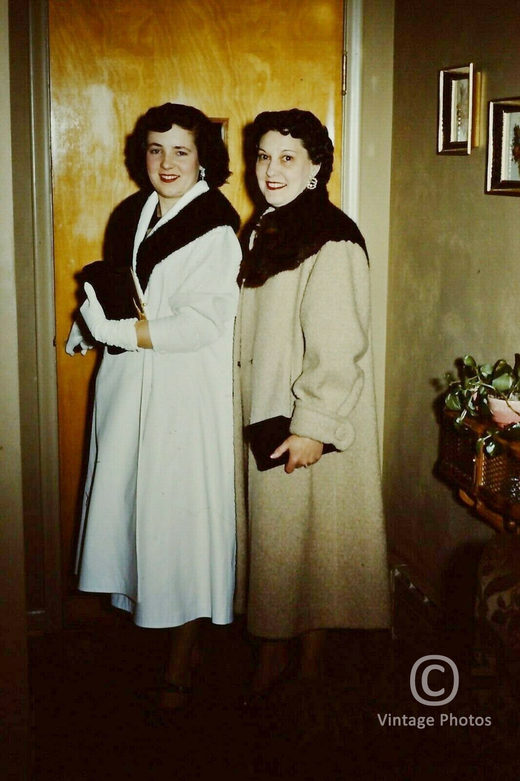 1960s American Fashion, Mother and Daughter Wearing Coats