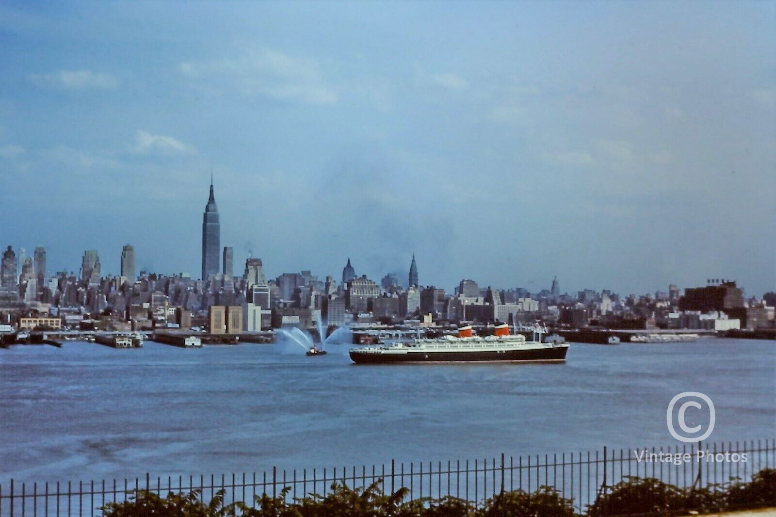 1960s Cruiseliner Sailing into New York City
