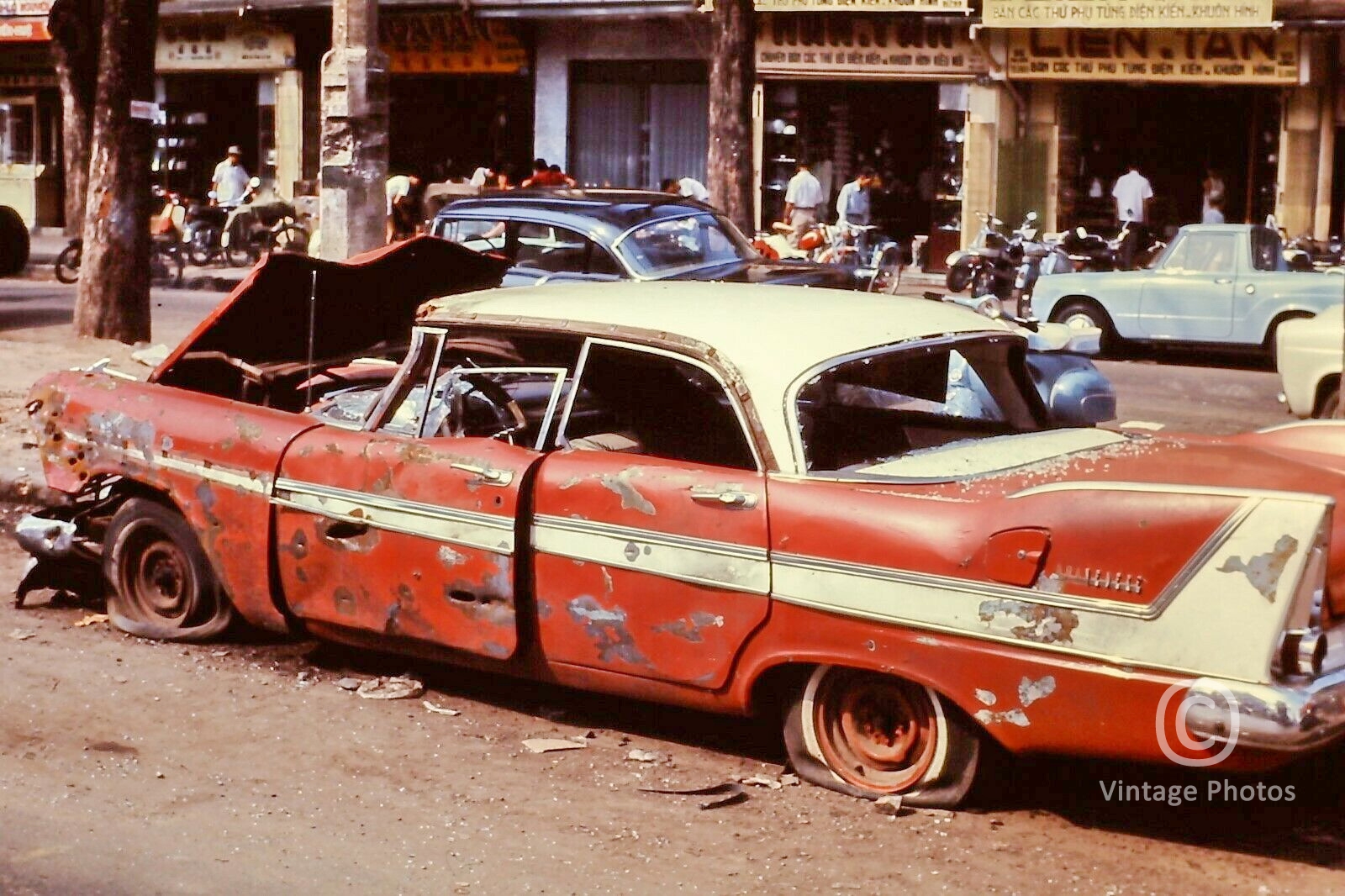 1960s Vietnam Street Destroyed Classic Car
