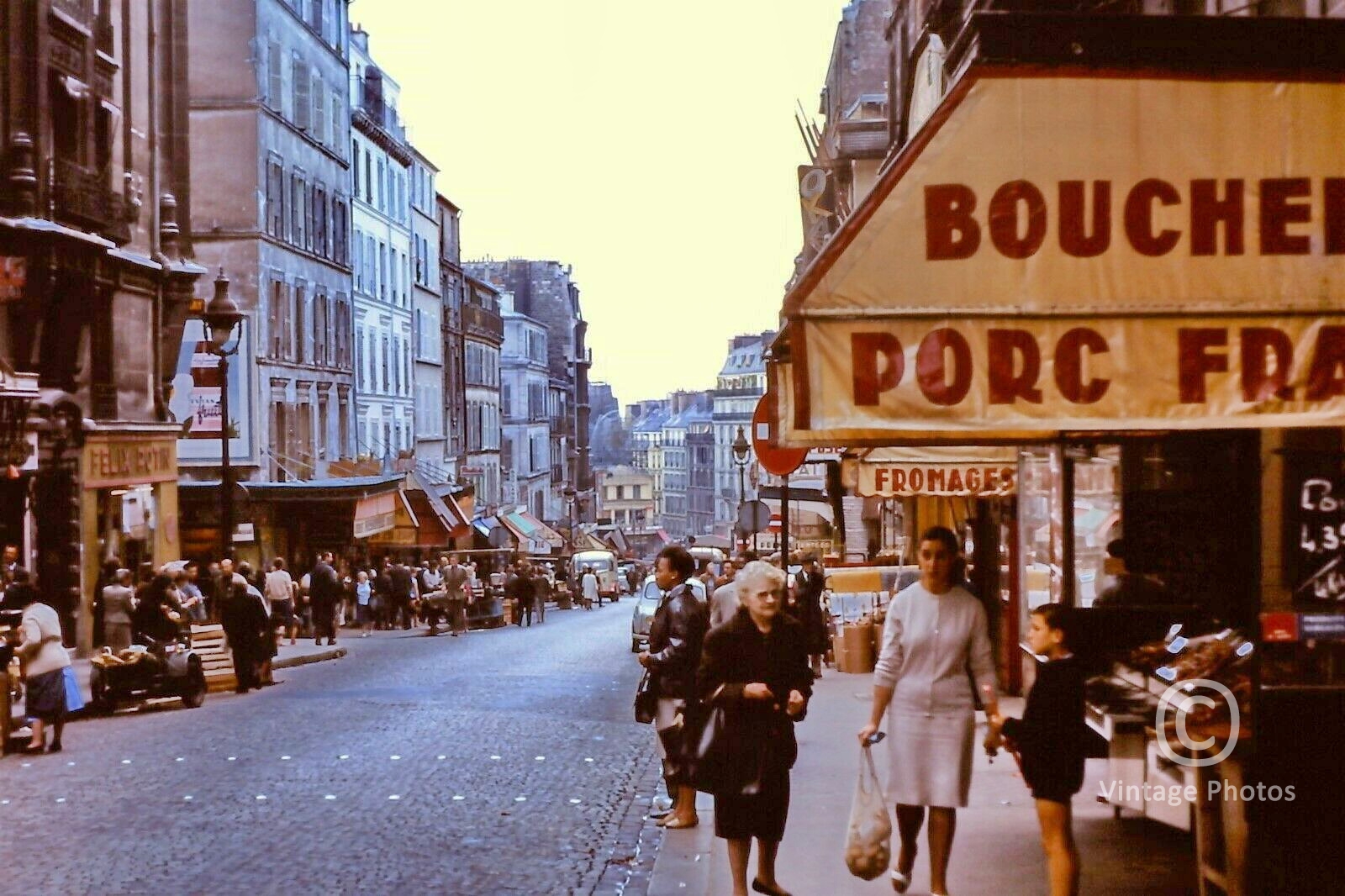 1964 French Street Paris, Felix Rotin Boucherie Fromage