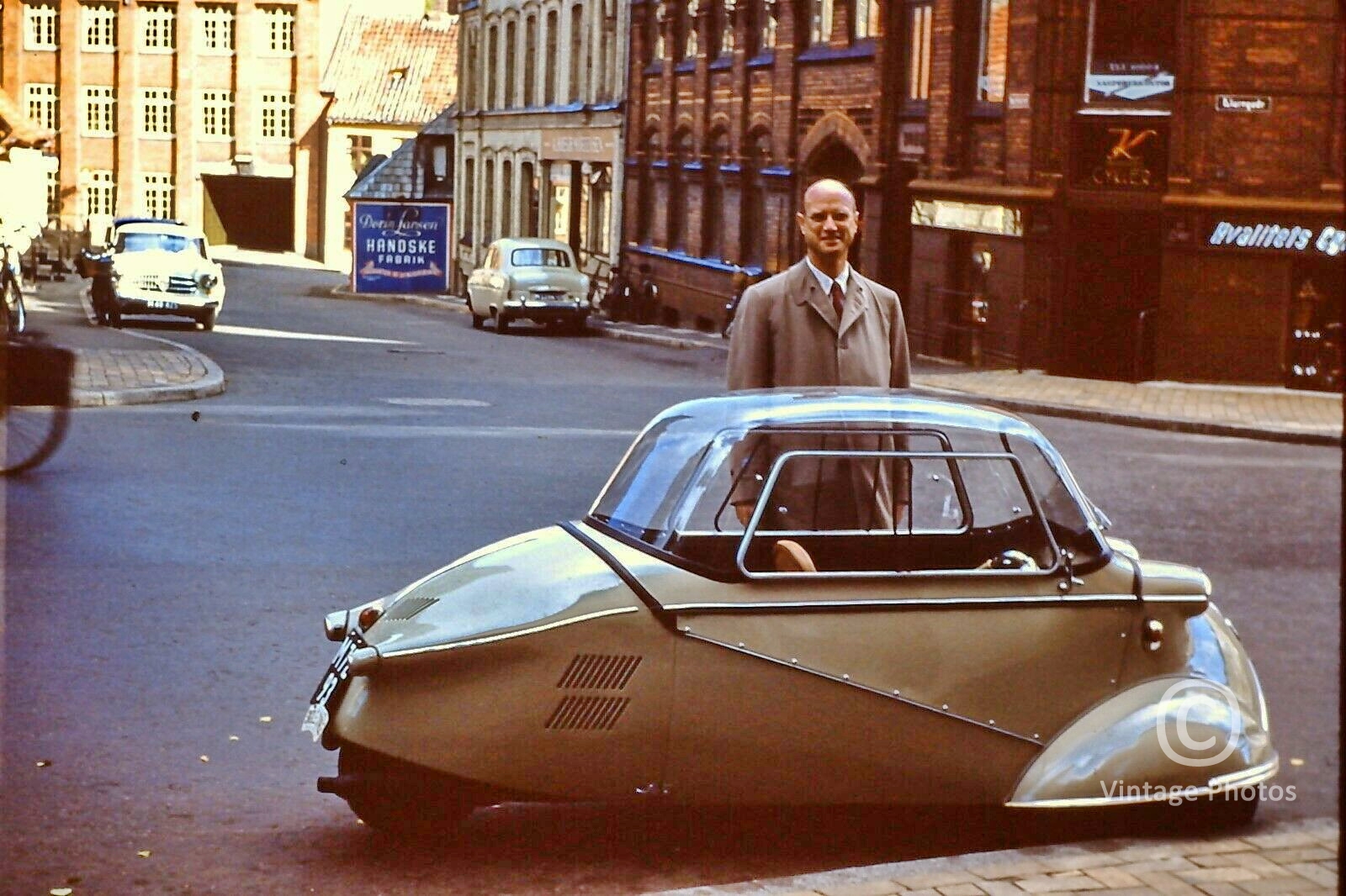 1960s Messerschmit Auto Parked on Street