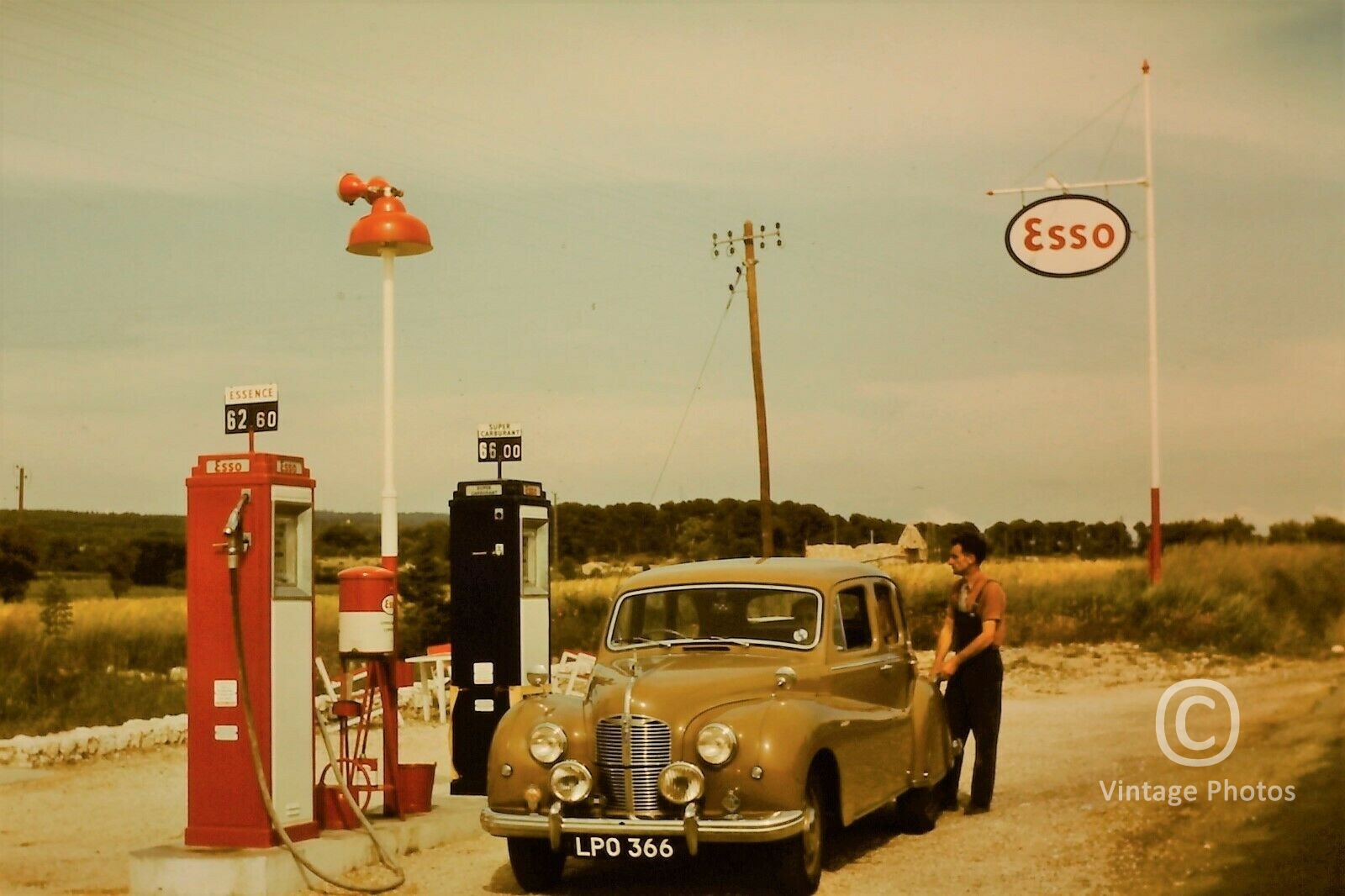 1950s Classic Austin A70 Hampshire Countryman at Esso Filling Station