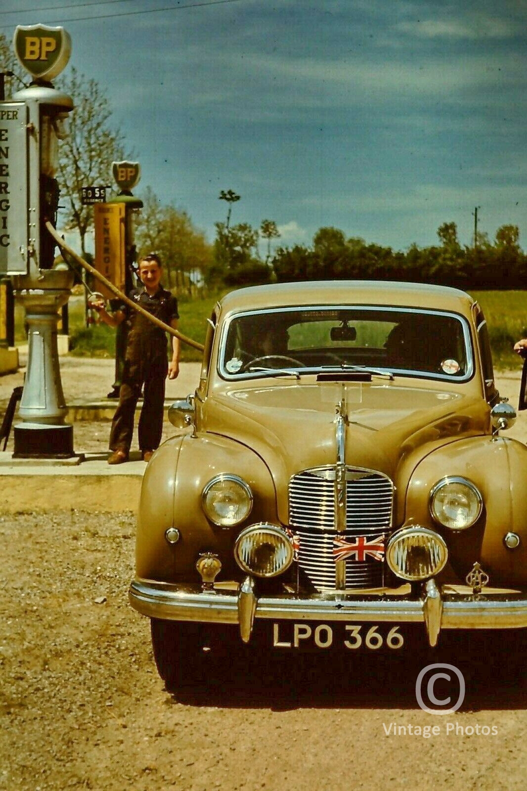 1950s Classic Austin A70 Hampshire, Saloon at BP Filling Station