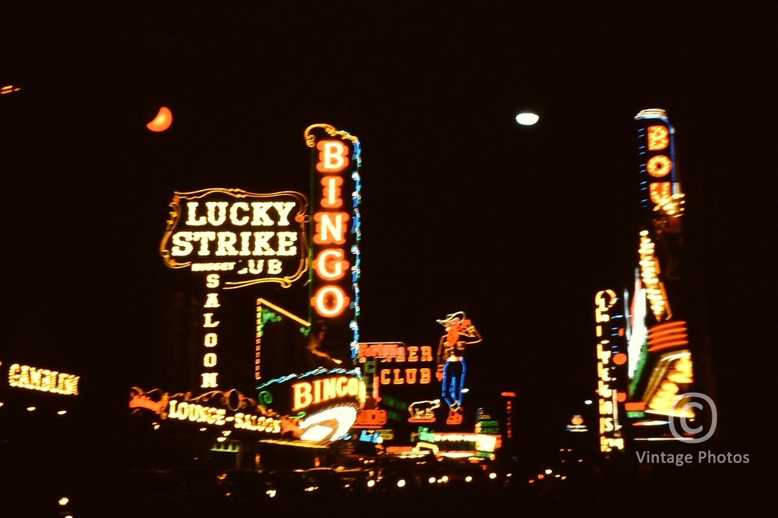 1950s Las Vegas Casinos at Night Lucky Strike, Bingo