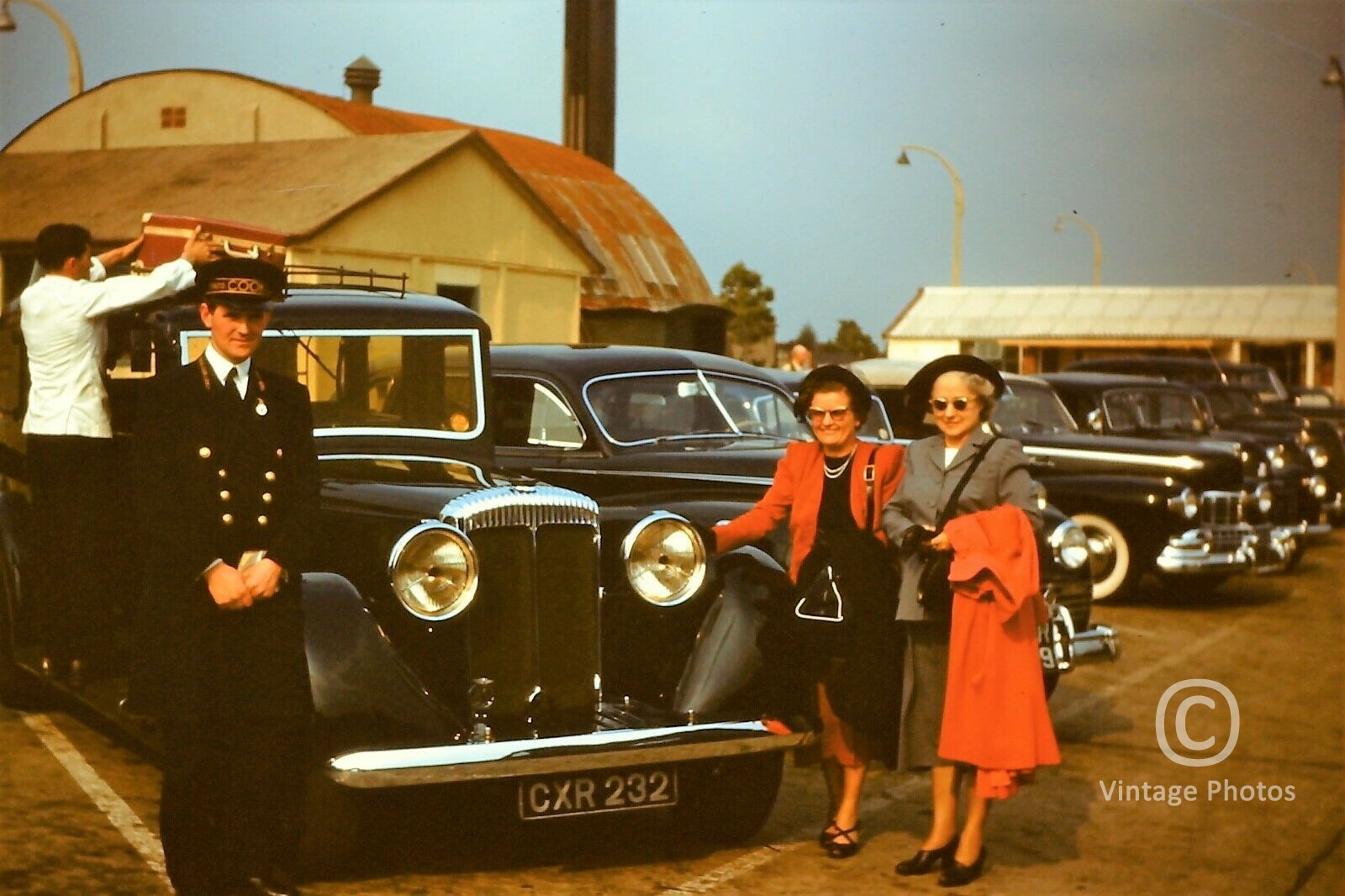 1950s Old Classic Daimler Car and 2 Ladies