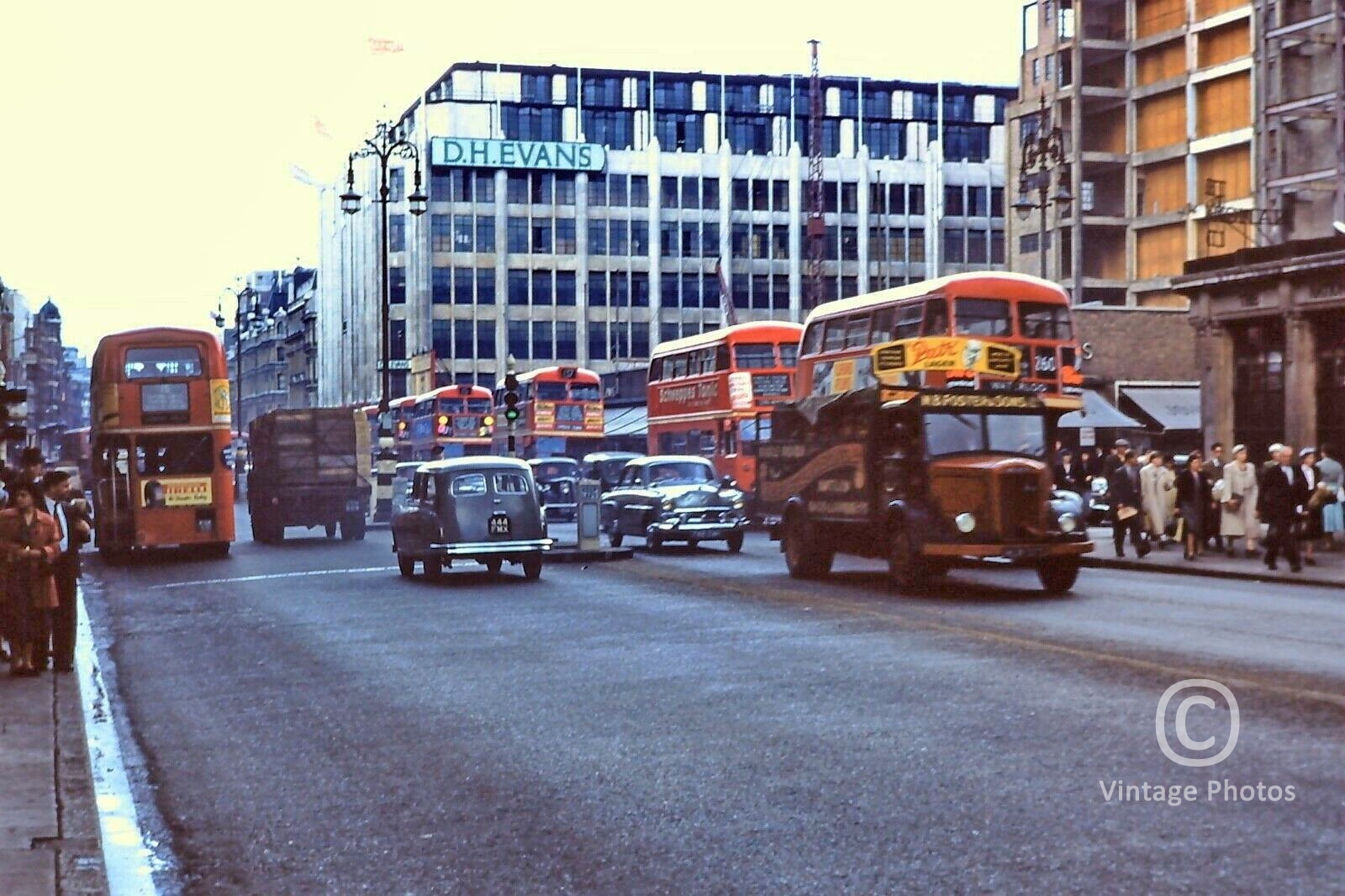 1950s Oxford Street, London - DH Evans & Buses