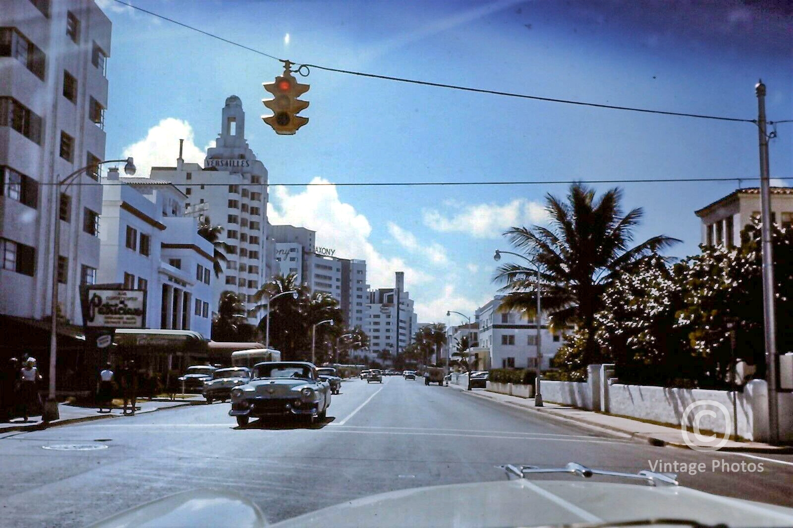 1954 Miami Beach Street Scene - Classic Cars